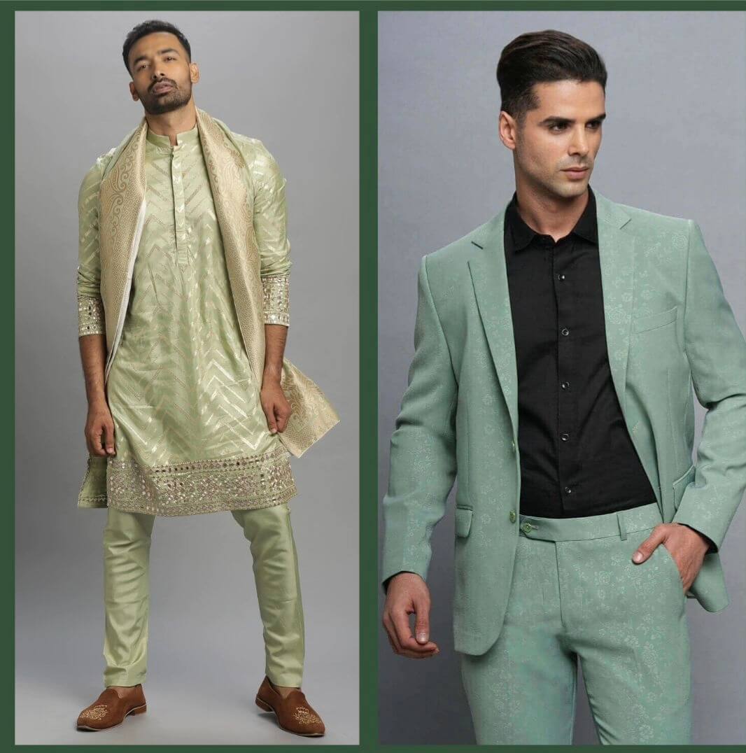 Green Silk Kurta Pyjama Dupatta