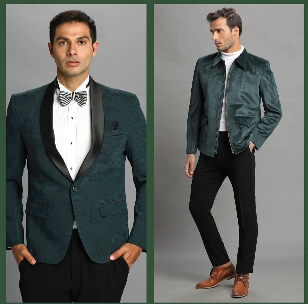 Green Spiral Tuxedo Blazer