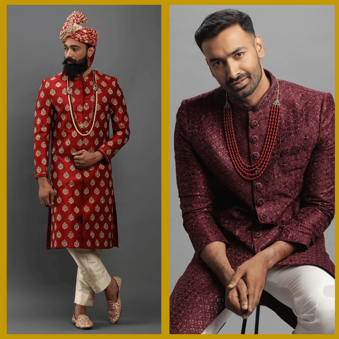 Deep Maroon Embroidered Sherwani