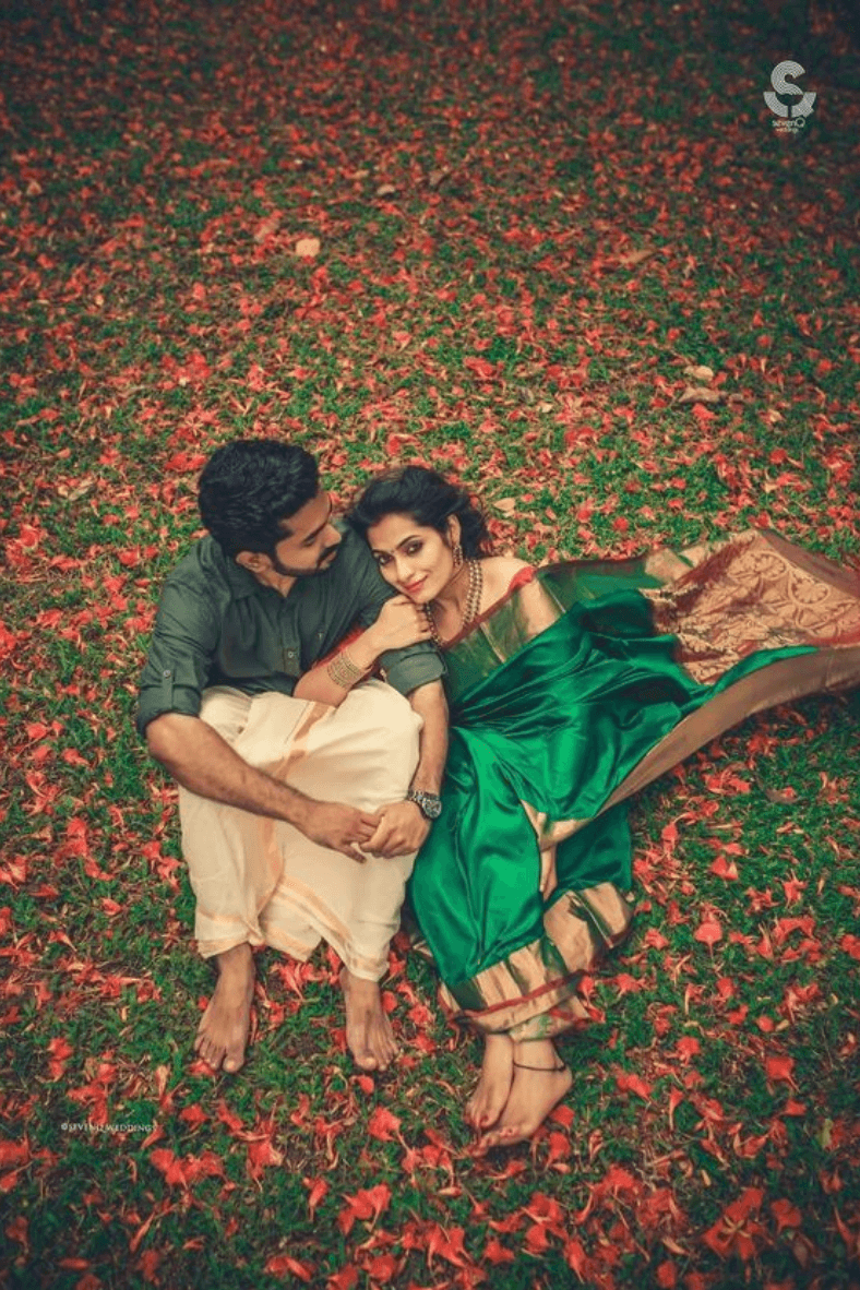 Romantic Pre-Wedding Shoot in Red Saree