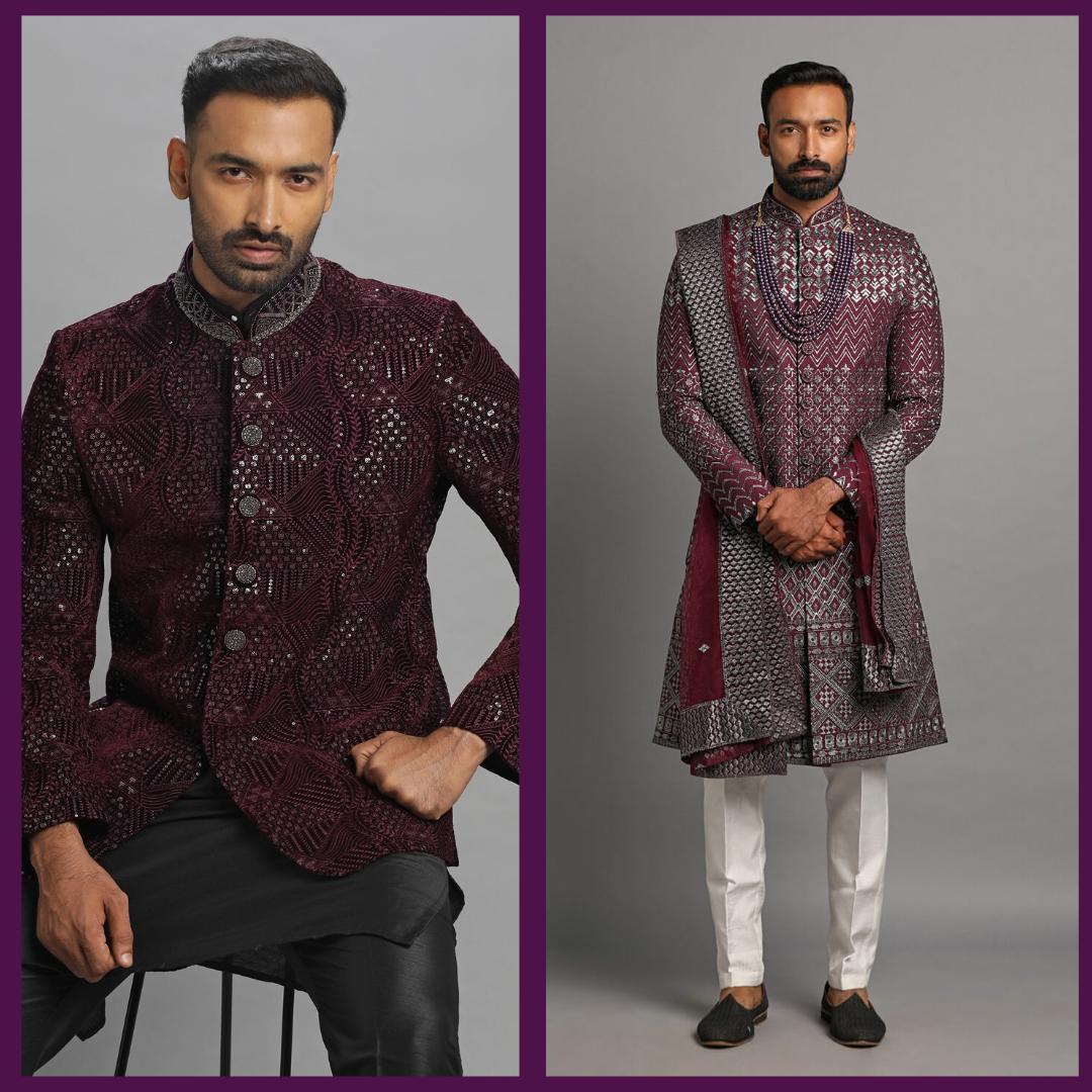 Burgundy Sherwani