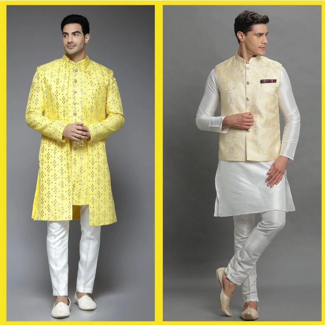 Yellow Mirror Kurta Pyjama Bandi