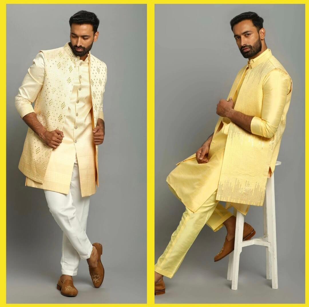 Yellow Shaded 2 Tone IndoWestern