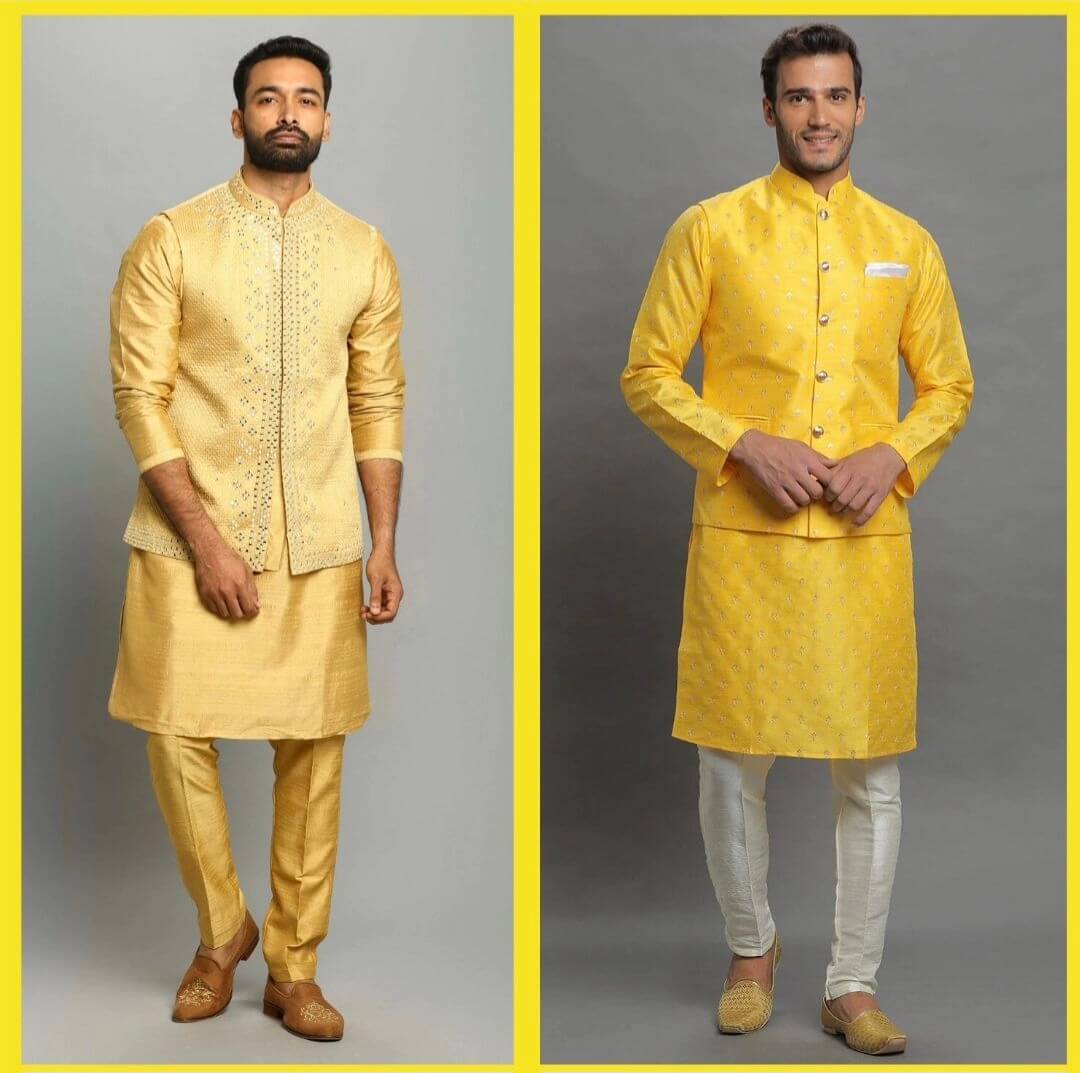 Yellow Diamond Mirror Jacket Sherwani