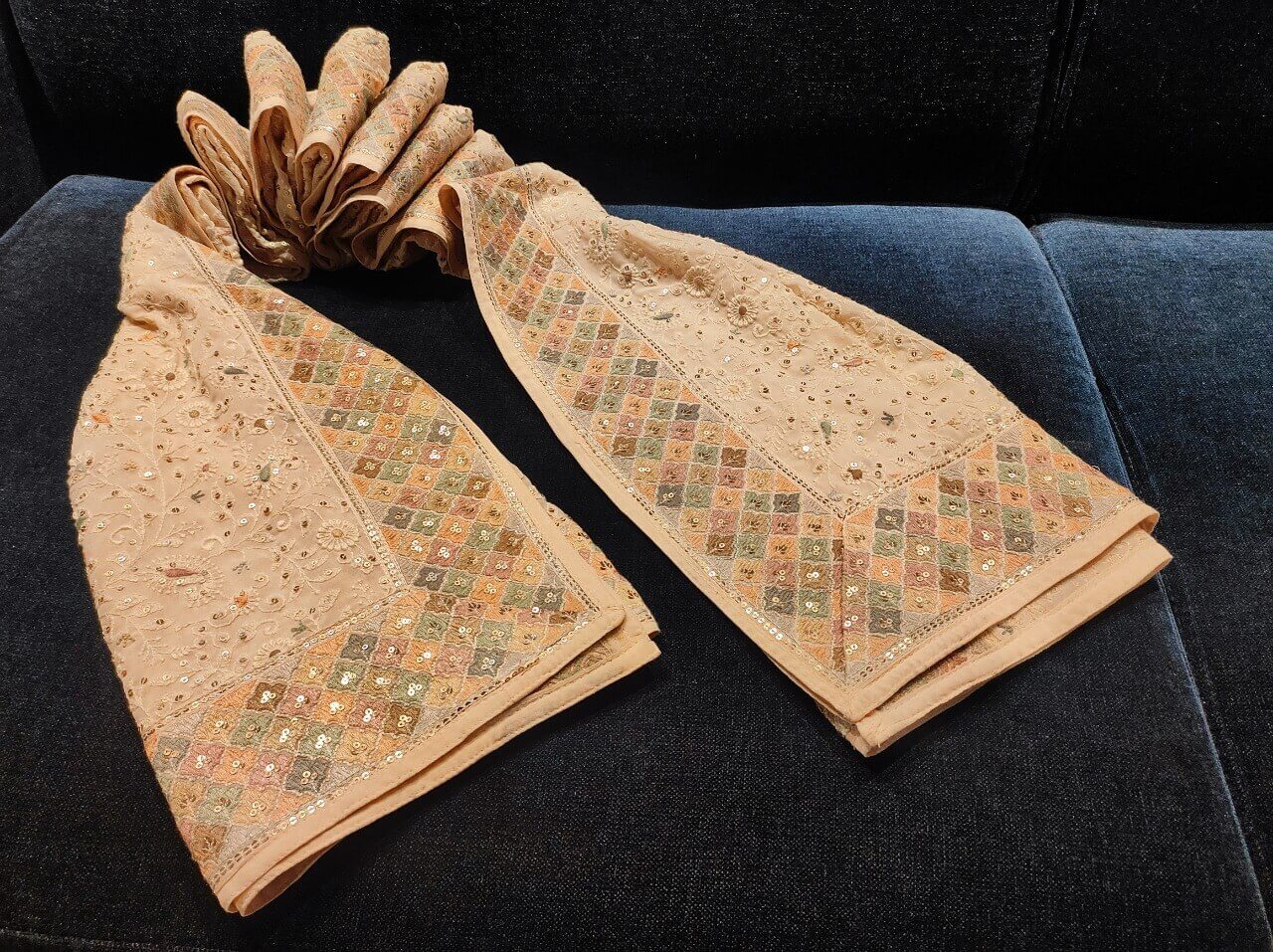 Beige Colored Booti Dupatta