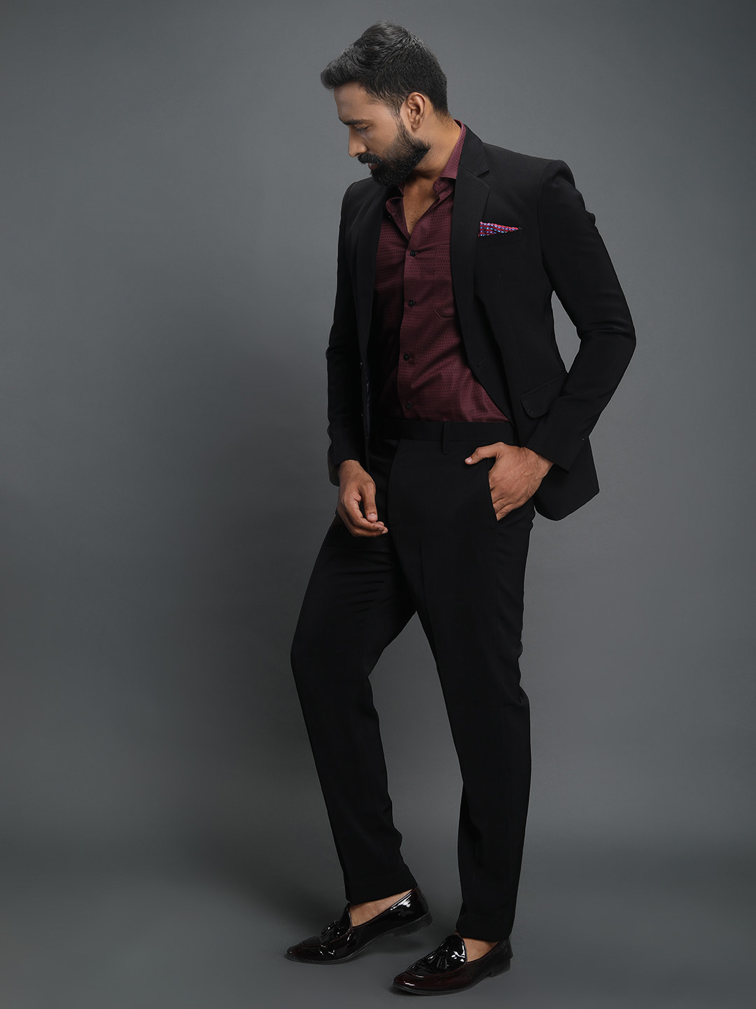 Black Formal Polynosic Suit