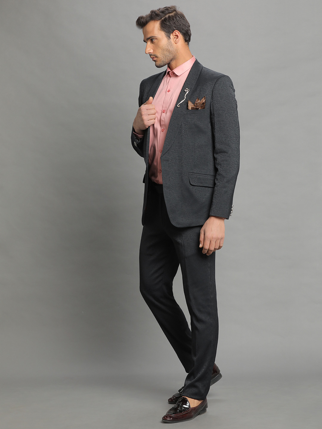 Black Jaquard 2 Piece Suit