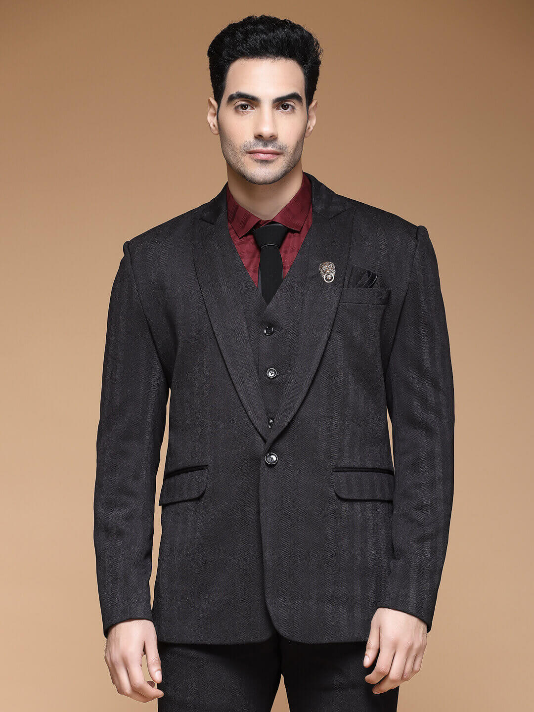 displaying image of Black Stripes Vertical Suit