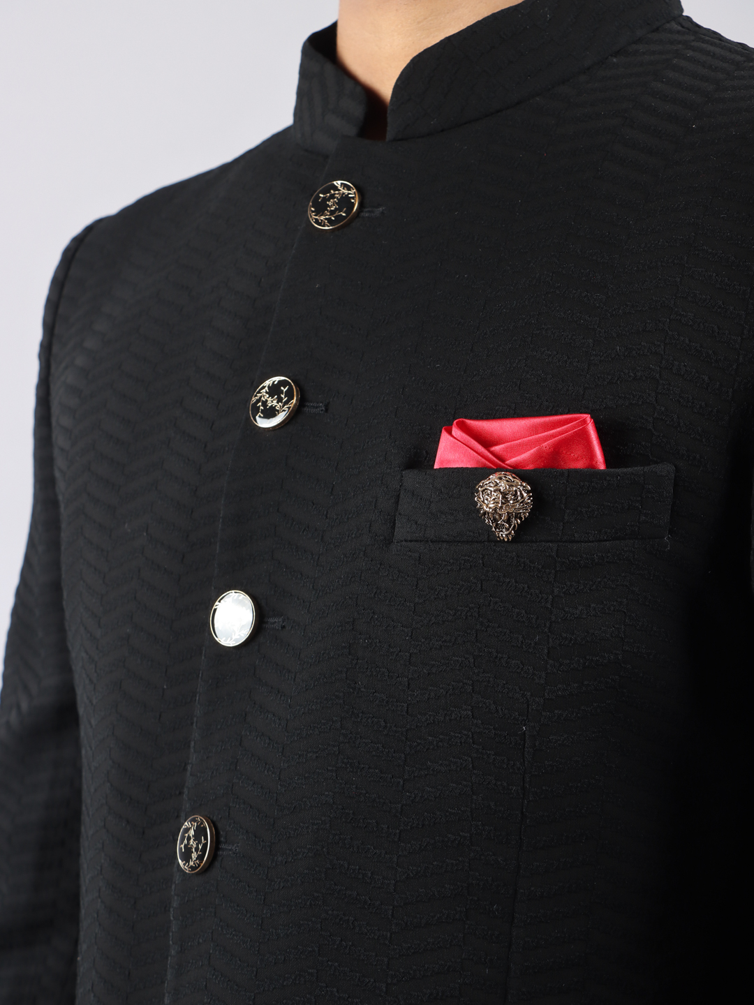 Black Textured Lines Jodhpuri