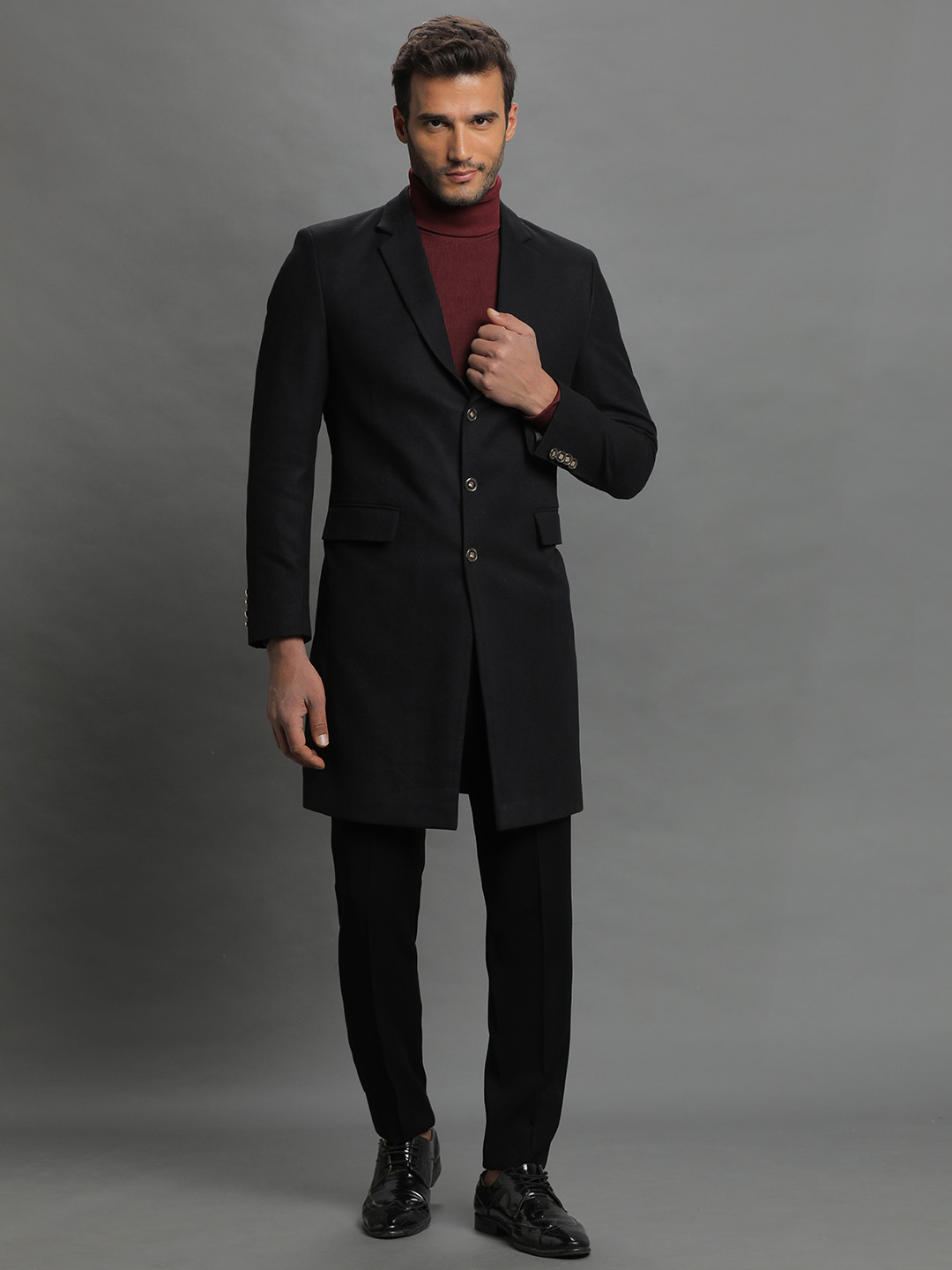 Black Twede Long Coat
