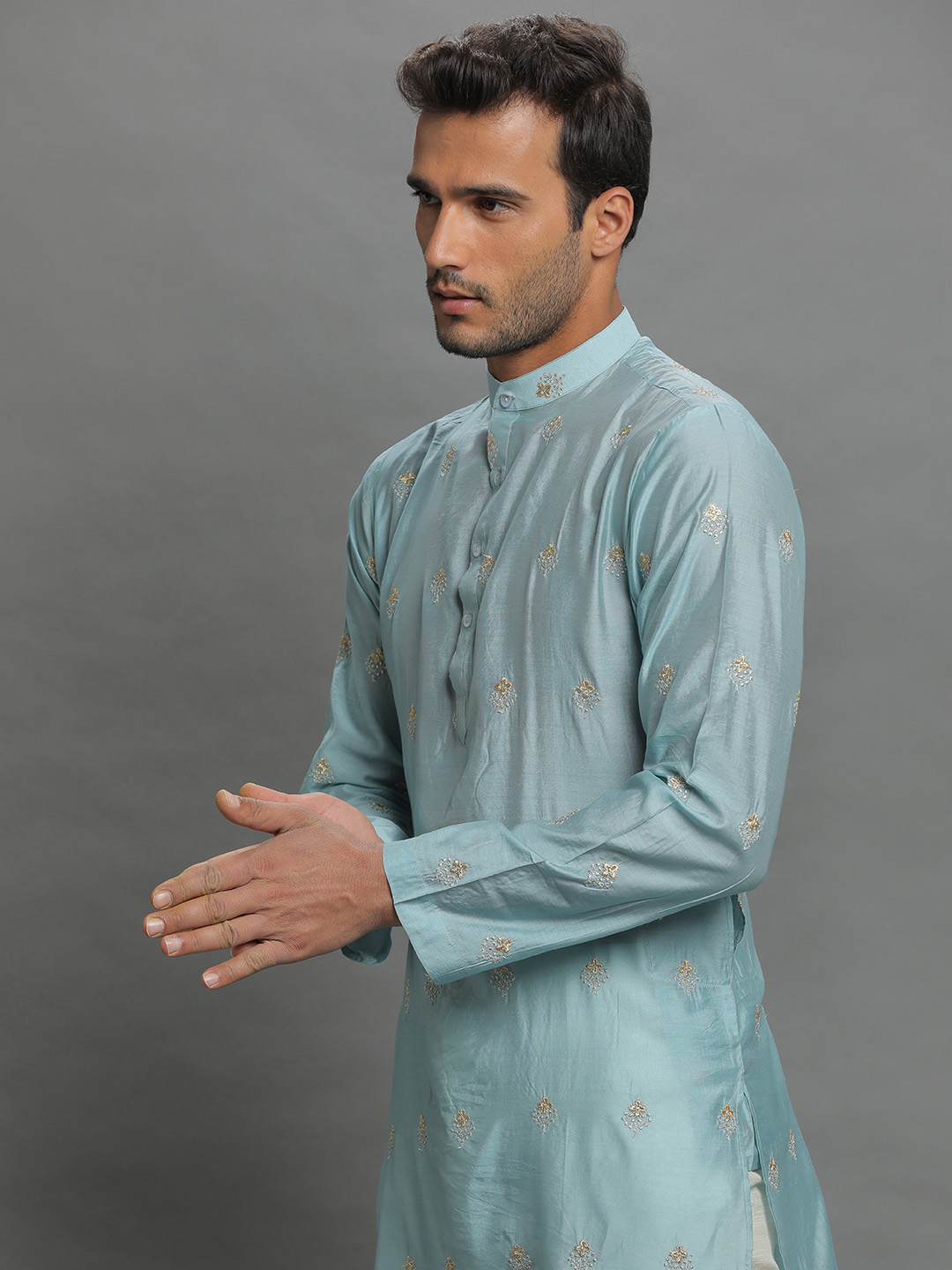 Blue Booti Embroidery Kurta Pyjama