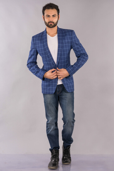 Rent/Buy Blue Checks Blazer | Home Trial | Free Delivery | CandidMen