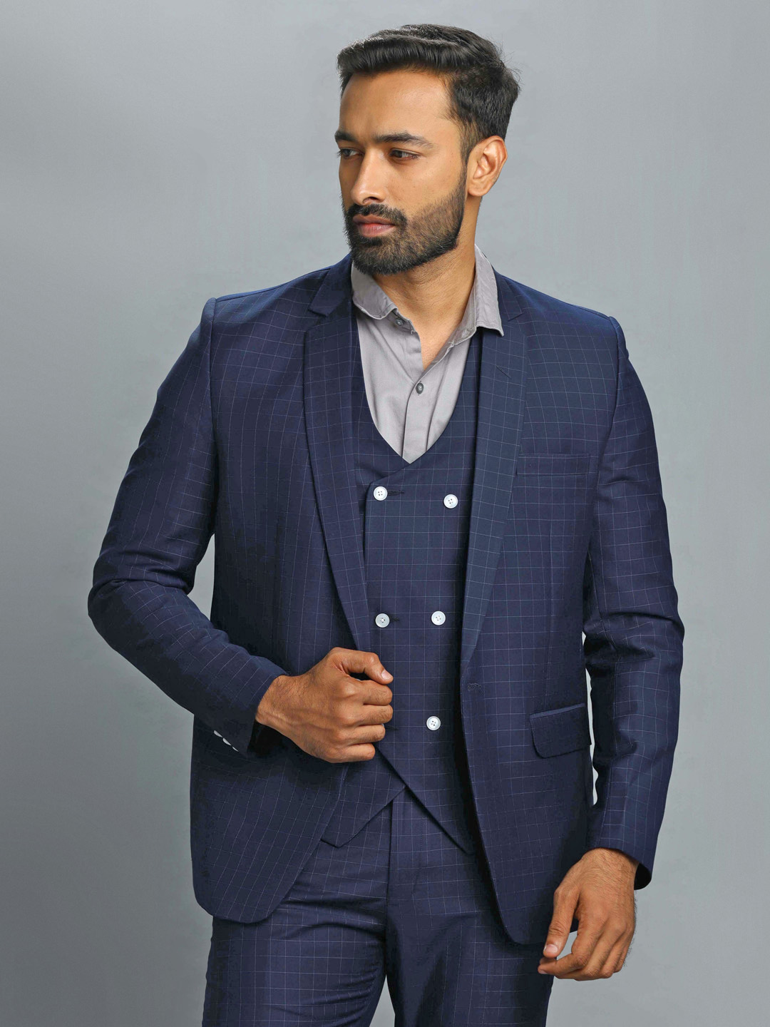 Blue Checks Double Brest Suit