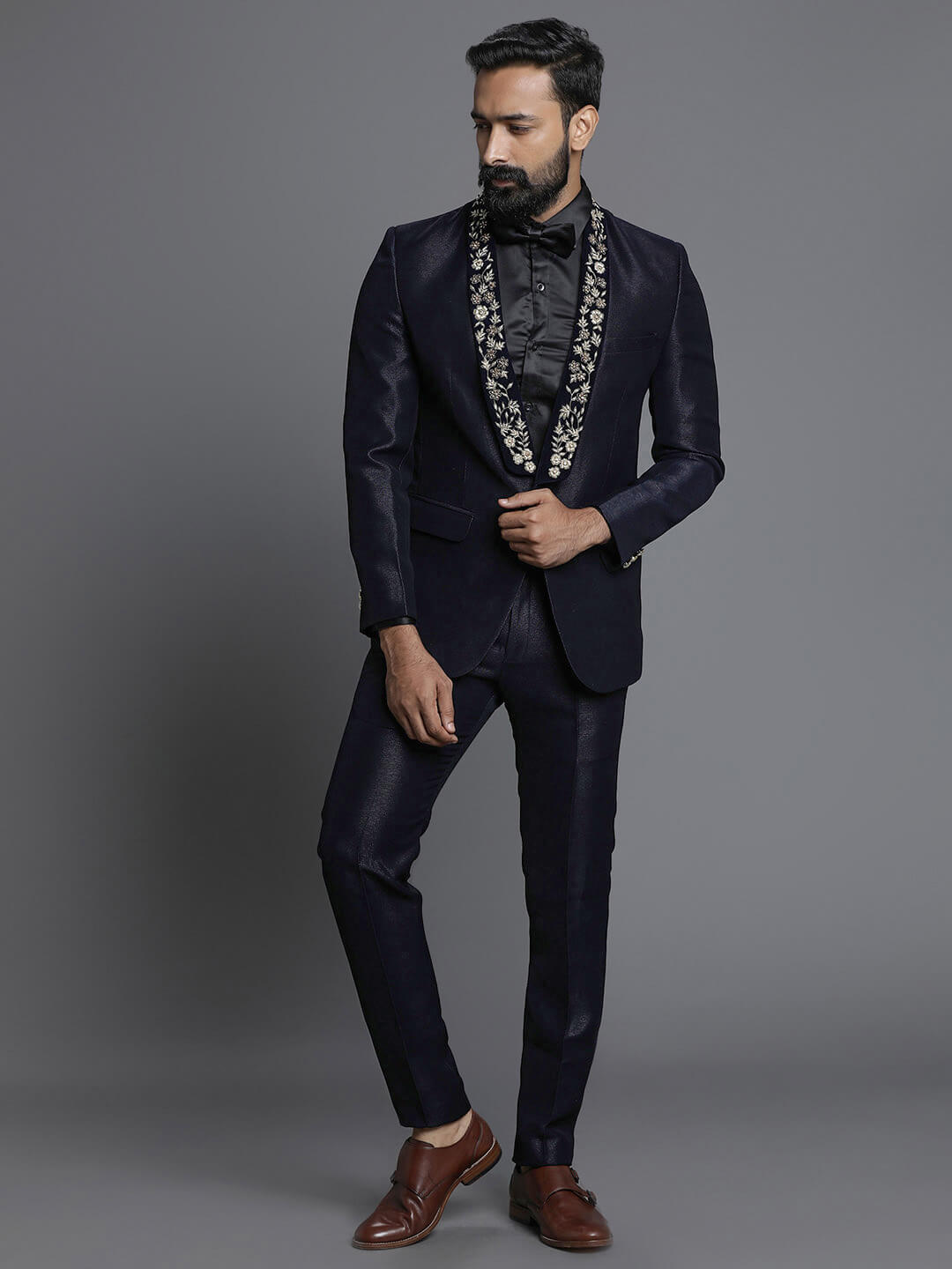 blue-embroidered-2-piece-shiny-suit