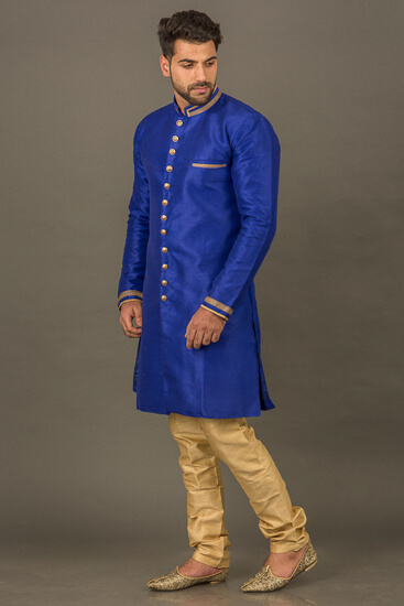 Blue color Jacquard fabric IndoWestern Dress : 1736805