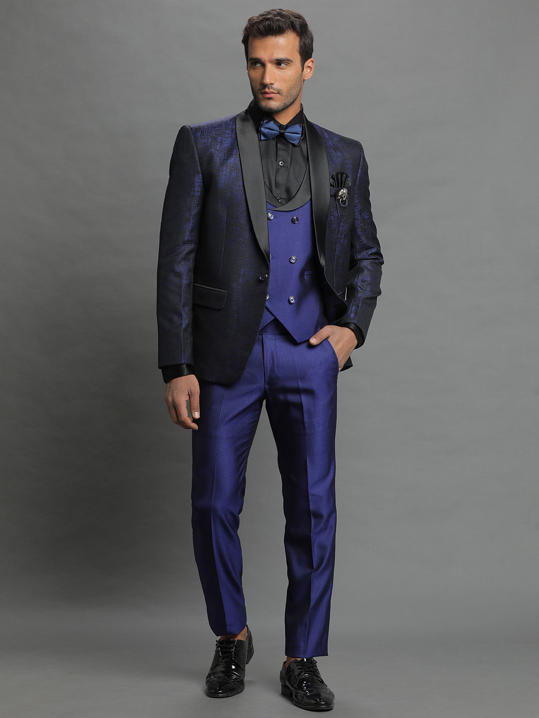 Blue Jaquard 3 Piece Suit