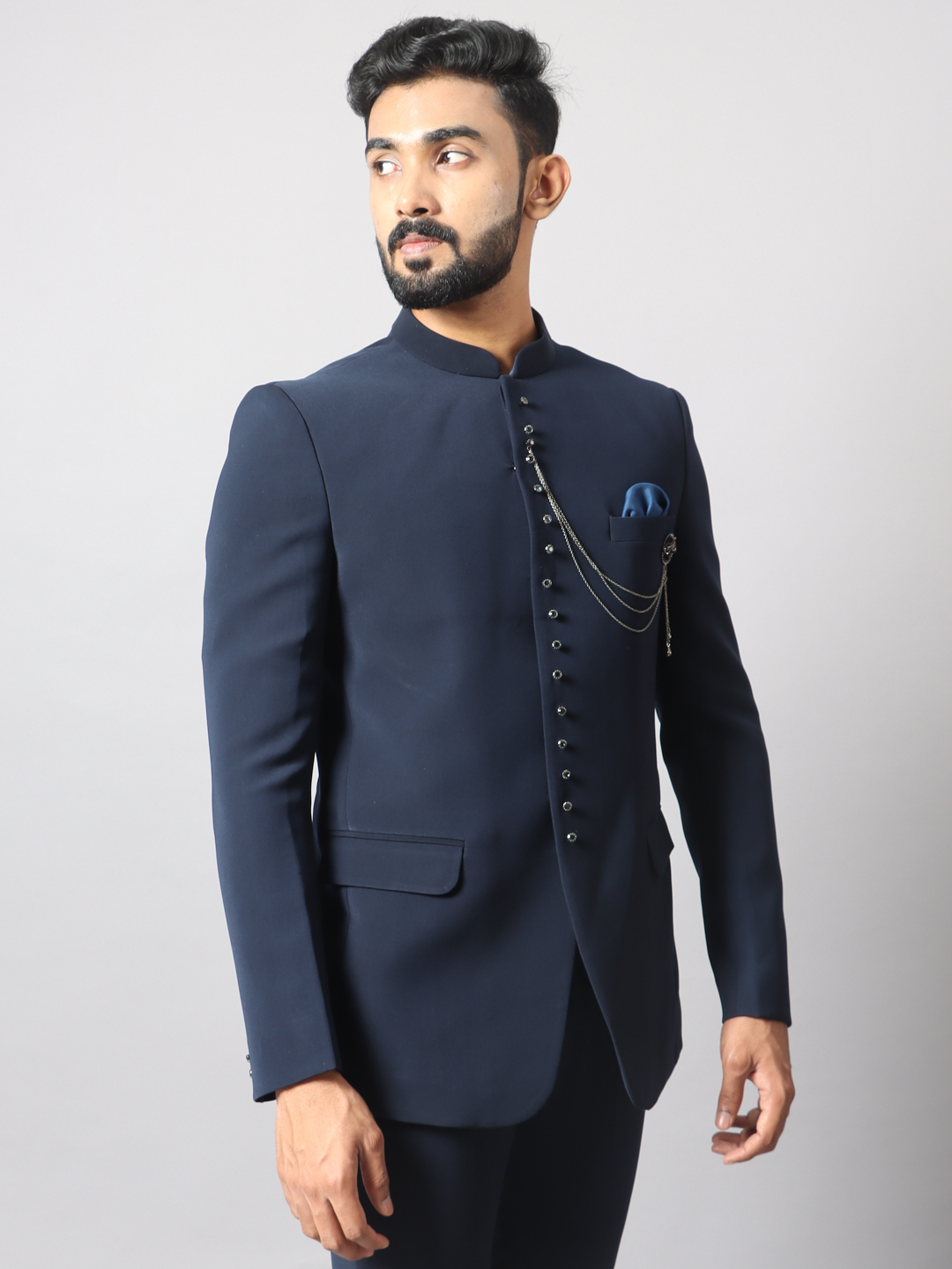 Blue Polynosic Stylish Button Jodhpuri