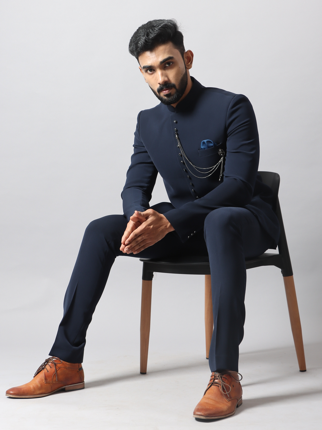 displaying image of Blue Polynosic Stylish Button Jodhpuri