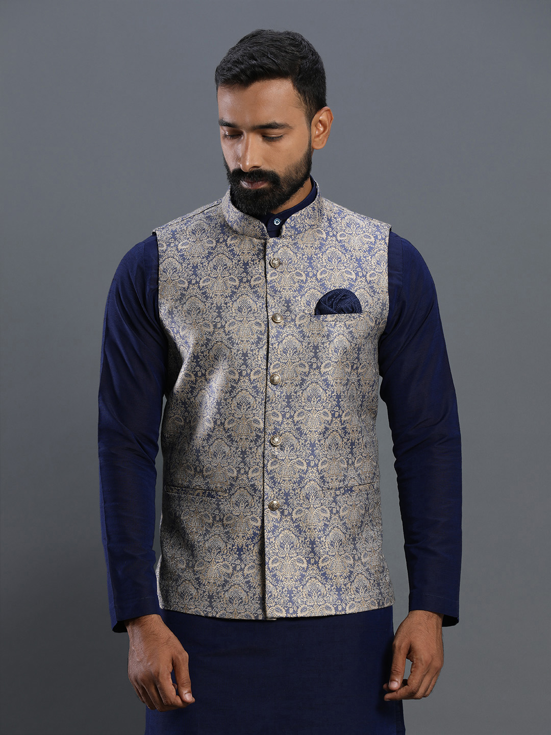 Blue Printed Kurta Pyjama Set