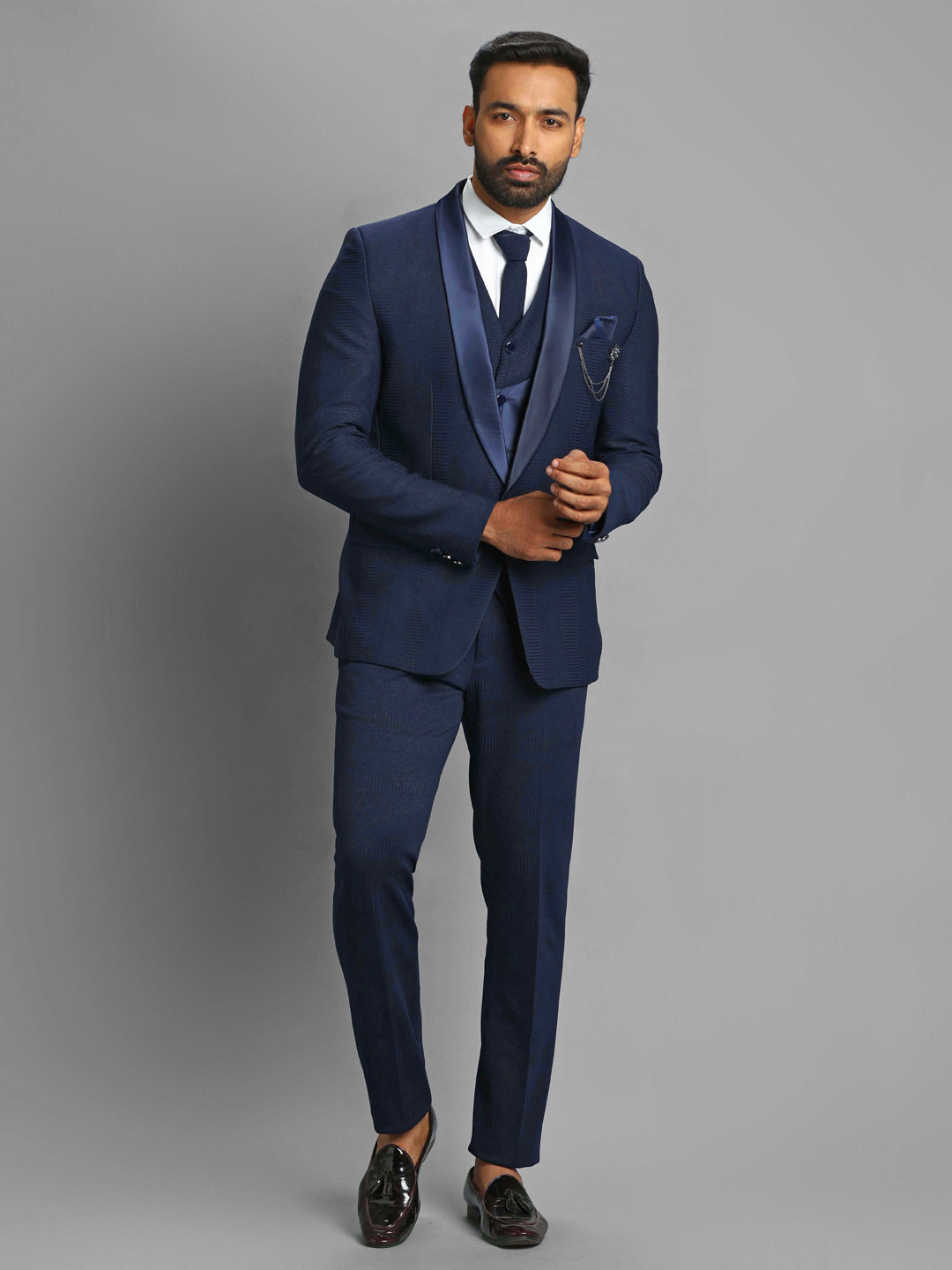blue-shiny-textured-print-3-piece-suit
