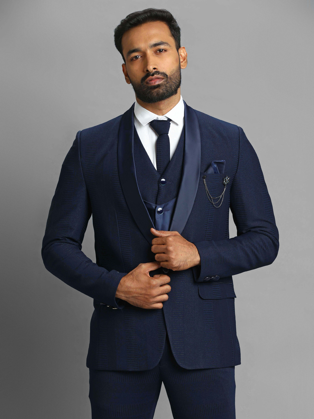 blue-shiny-textured-print-3-piece-suit