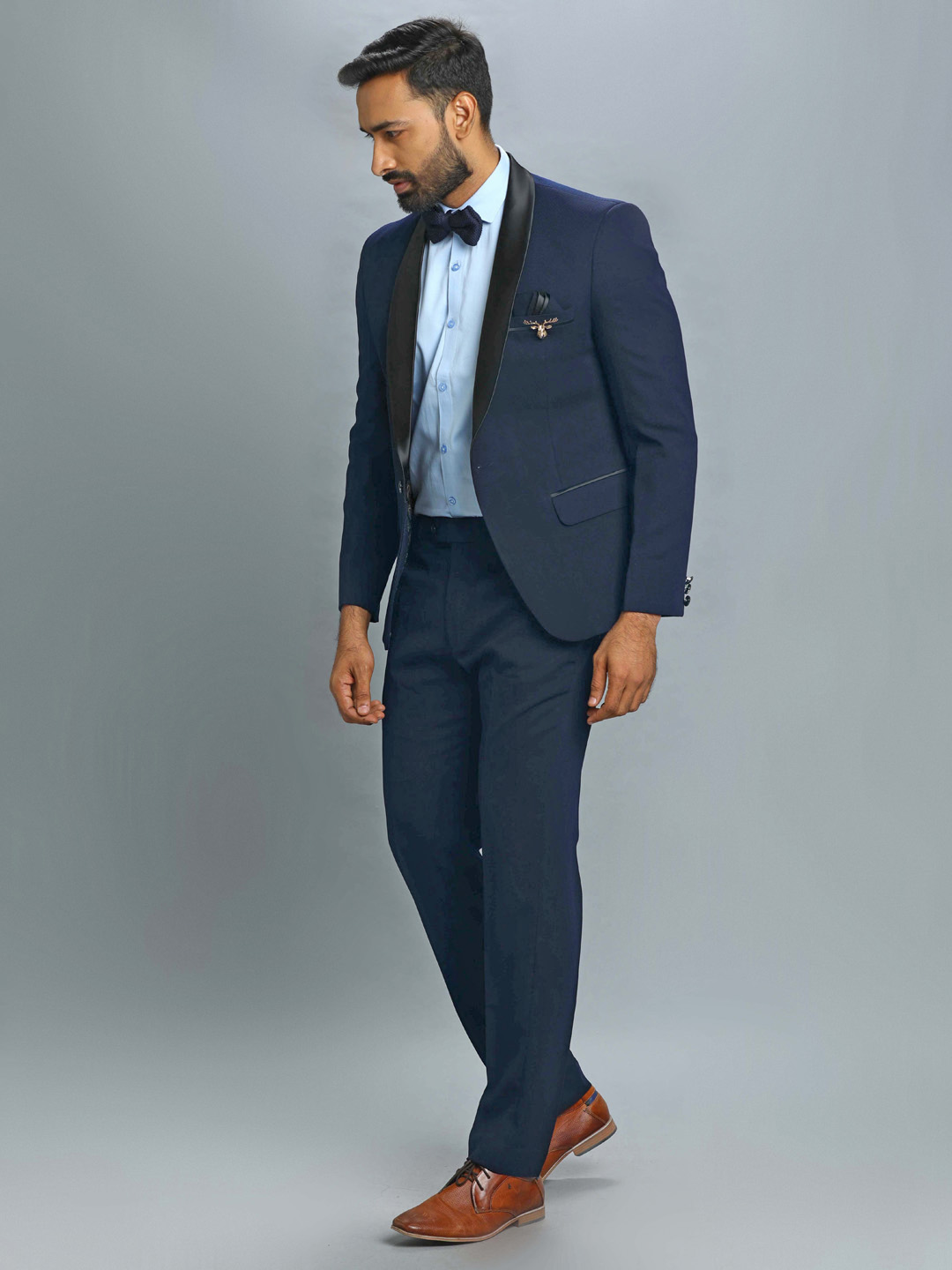 Candidmen: Rent Buy - Blue Textured Polynosic Tuxedo