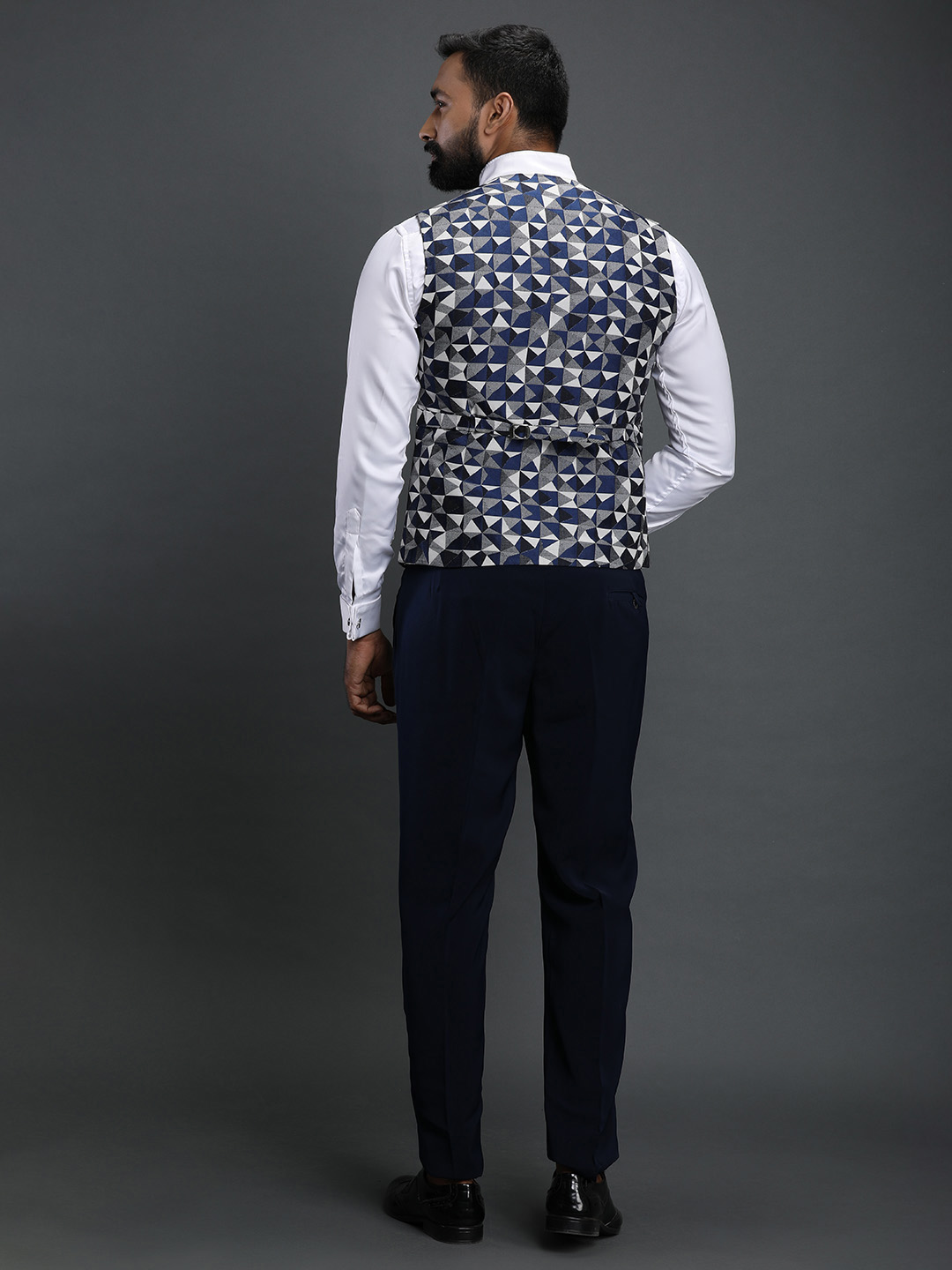 Blue Textured Waistcoat