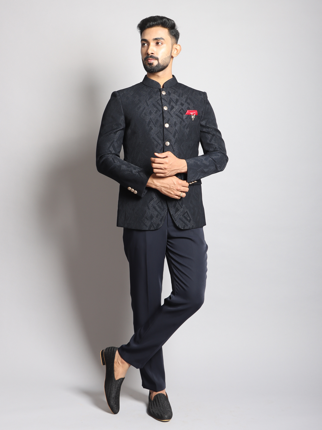 Blue Vertical Print Jodhpuri