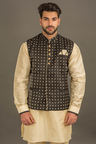 Cream 3 Piece Sherwani