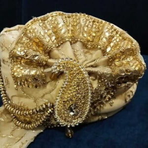 Cream Embellished Heavy Pagadi