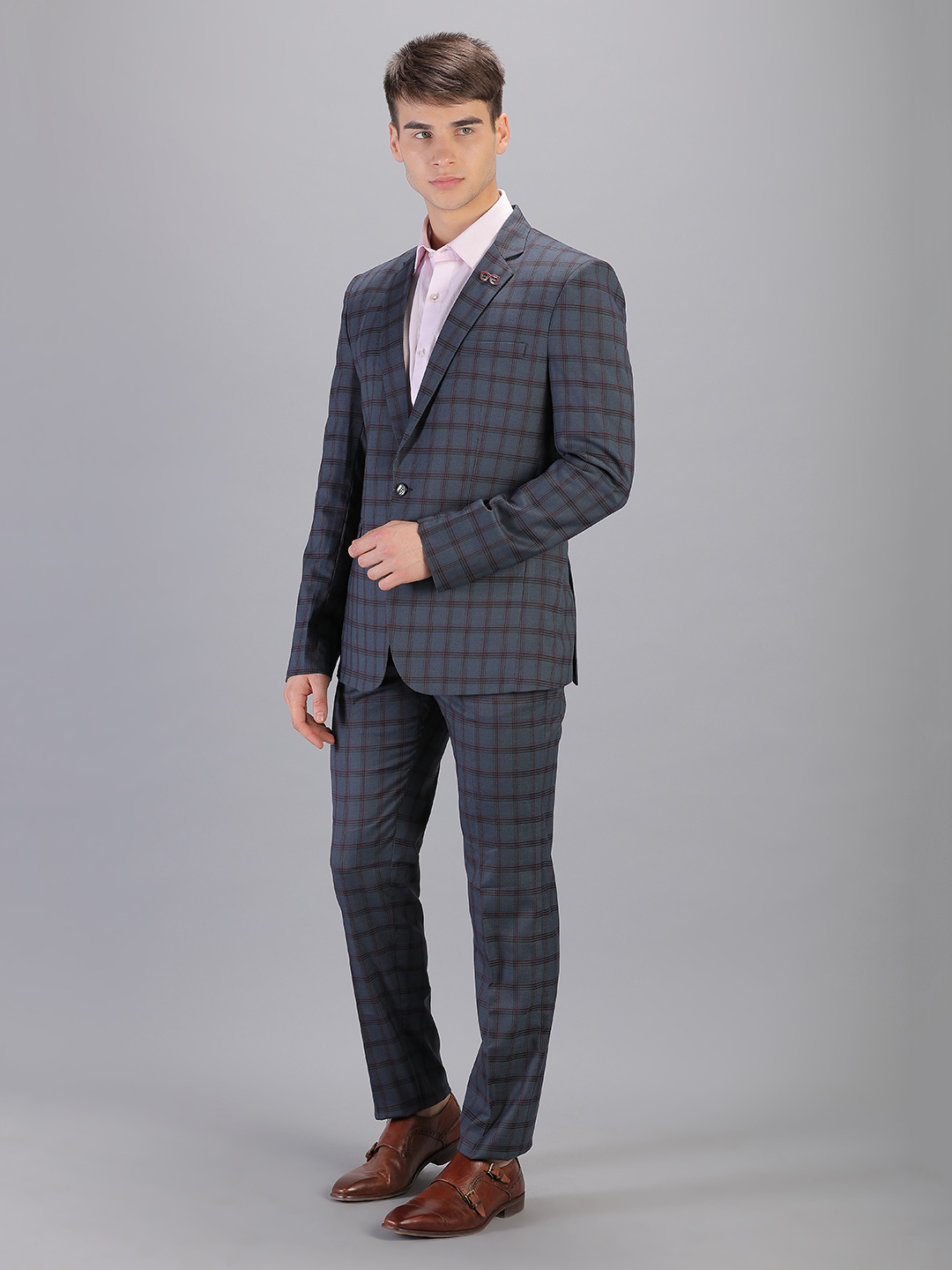 Rent/Buy Dark Grey Checks Full Suit | Home Trial | Free Delivery ...