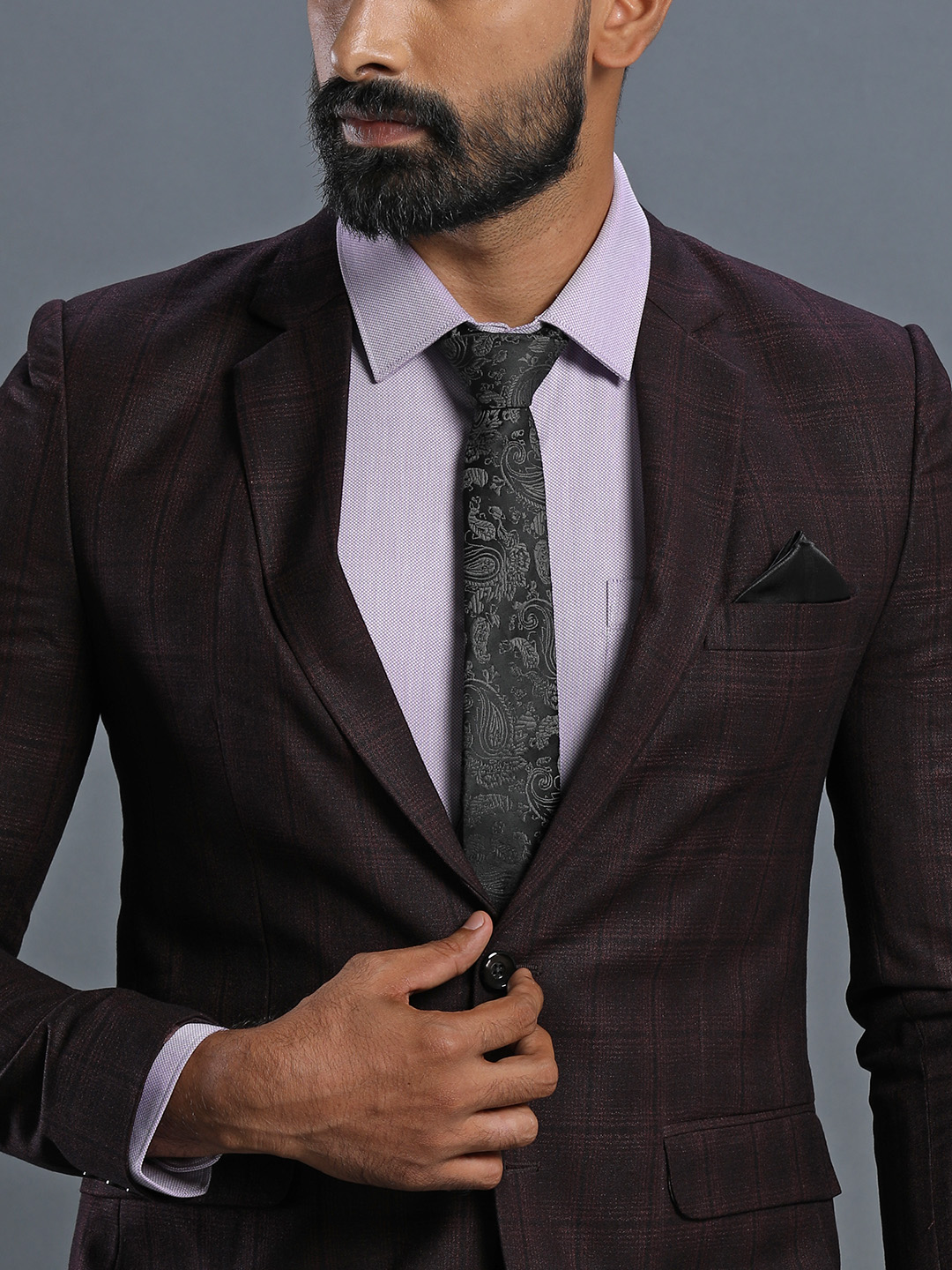 displaying image of Dark Maroon Checks 2 piece Suit