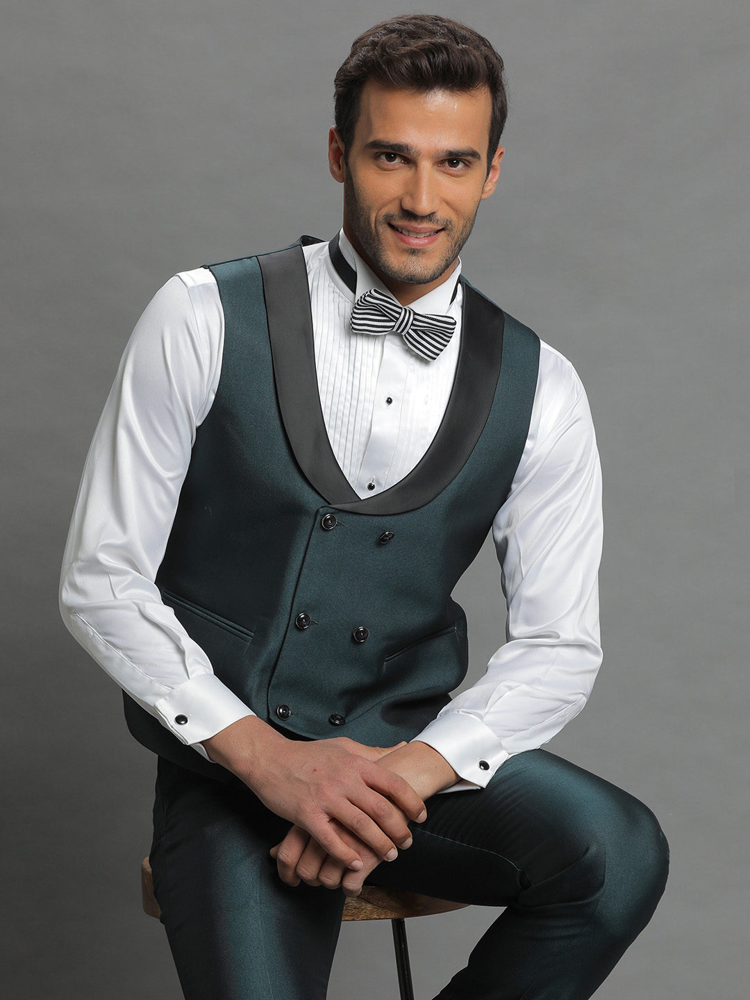 Green Jaquard 3 Piece Suit