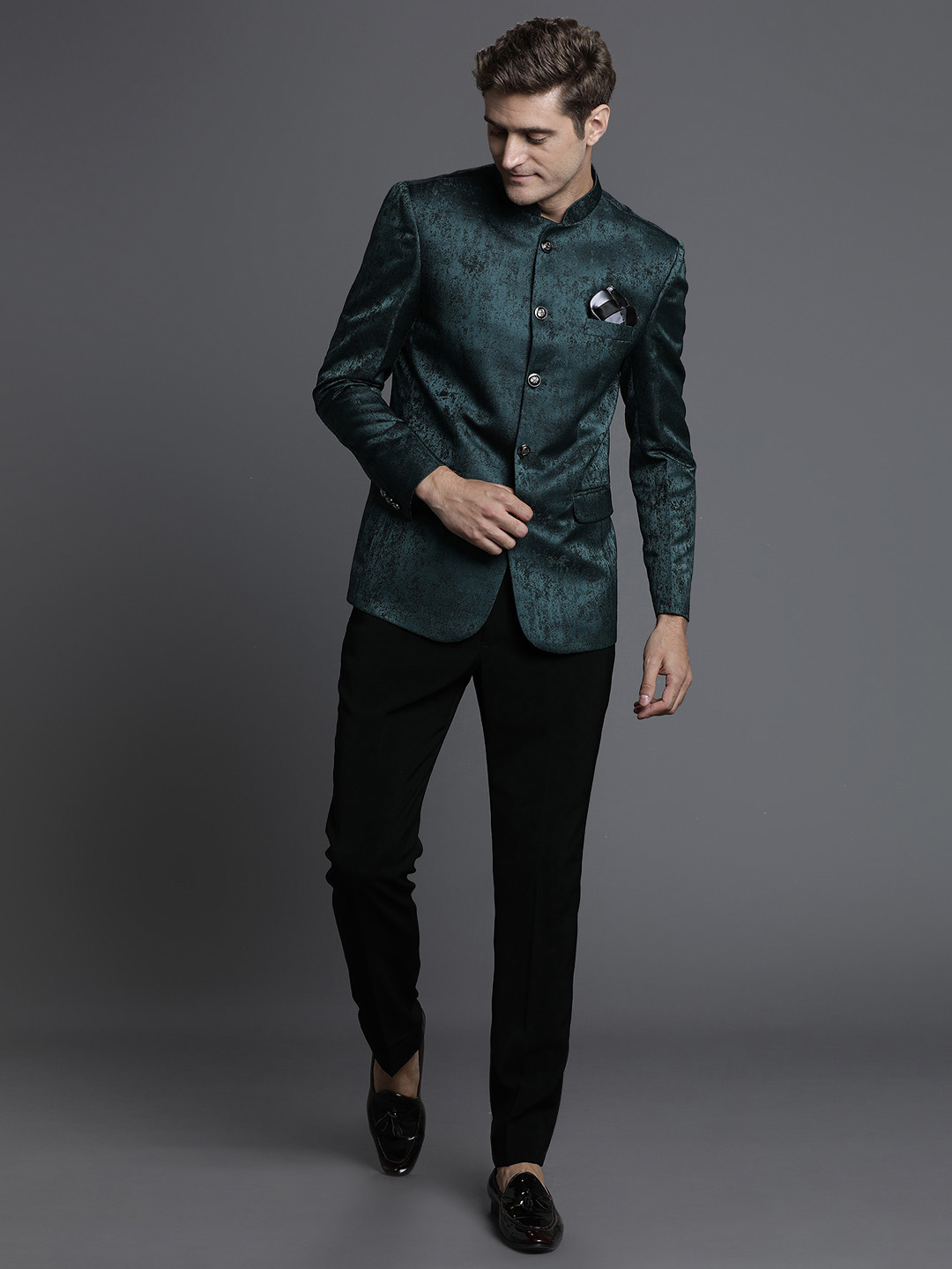 Green Jaquard Bandgala