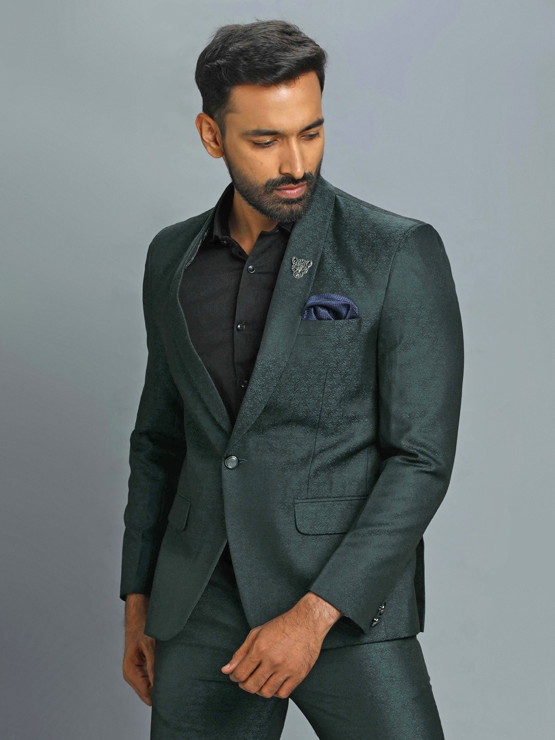 Candidmen: Rent / Buy - Green Paisley Print 2 Piece Suit