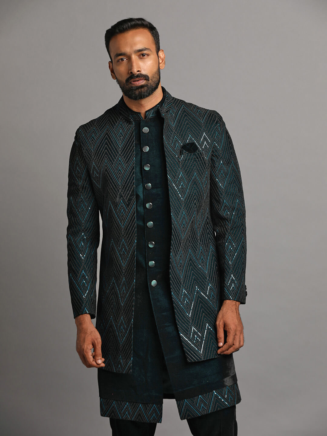 green-velvet-overcoat-jacket-indowestern