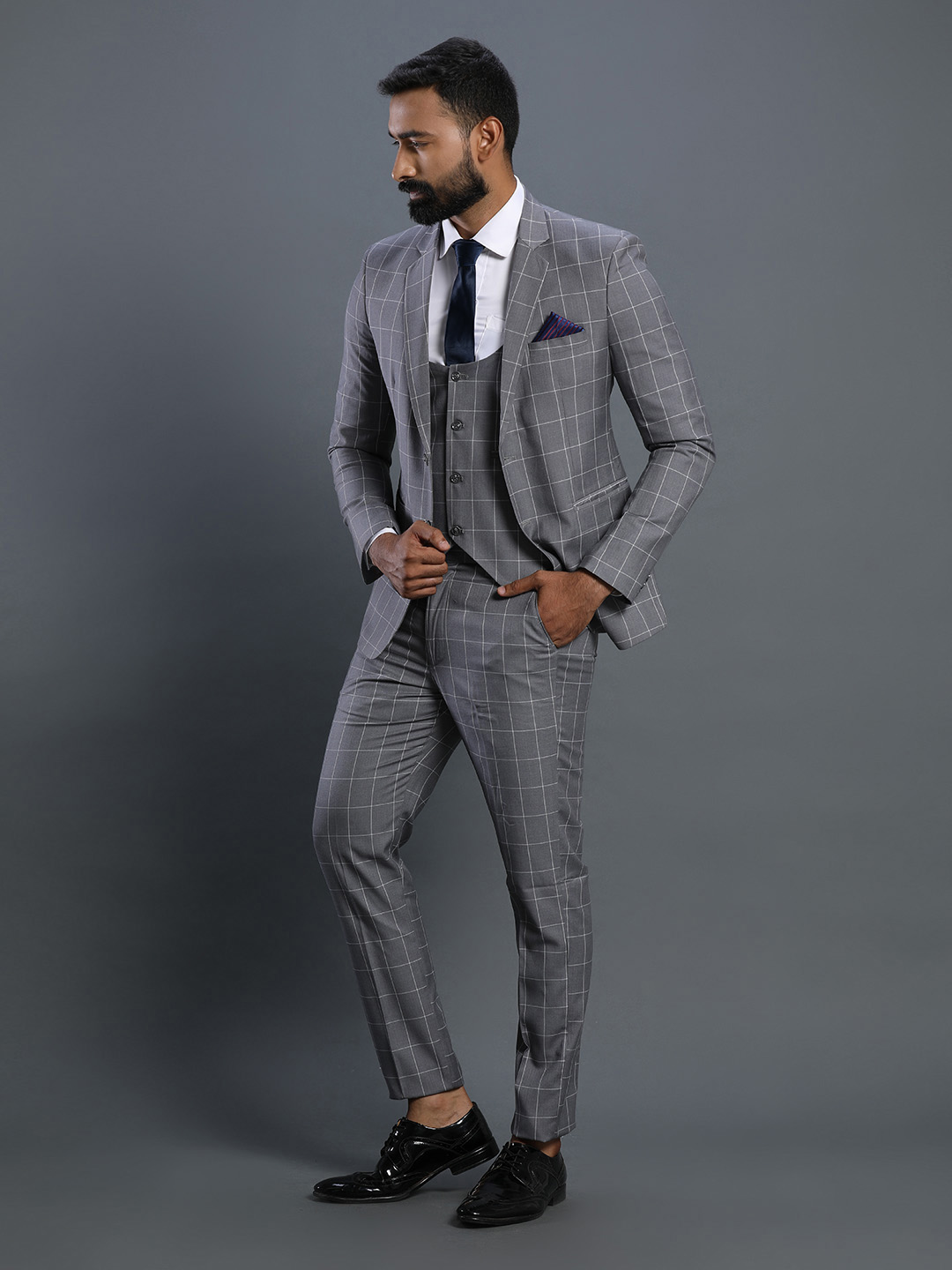 Grey Checks 3 Piece Suit