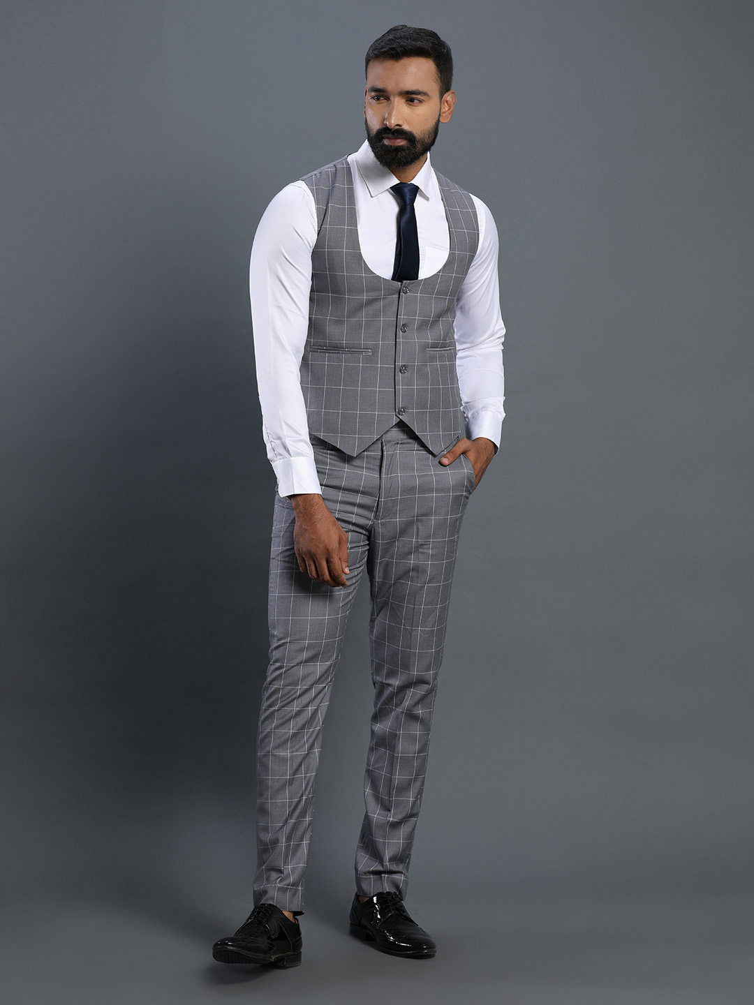 Grey Checks 3 Piece Suit