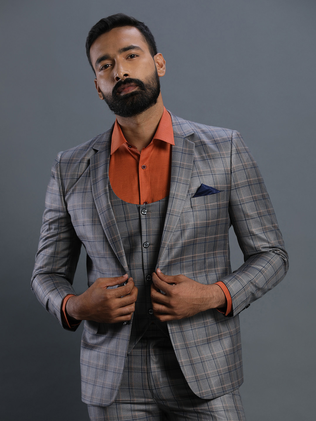 Grey MultiChecks 3 Piece Suit