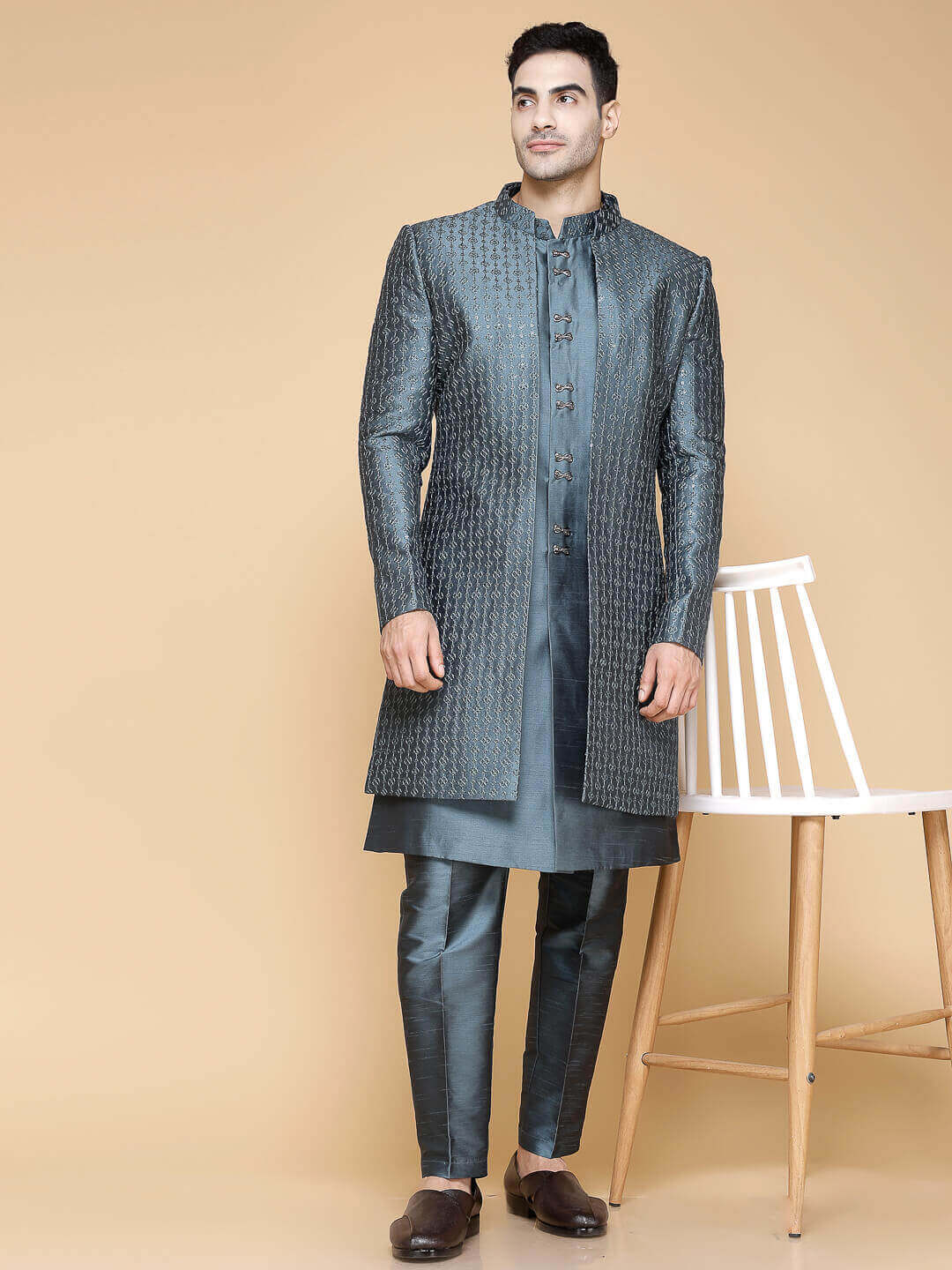 Greyish Green Overcoat Indo