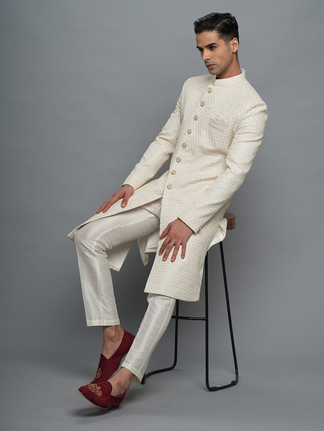 Rent Buy Groom Squad Beige Wedding Sherwani Home Trial Free 