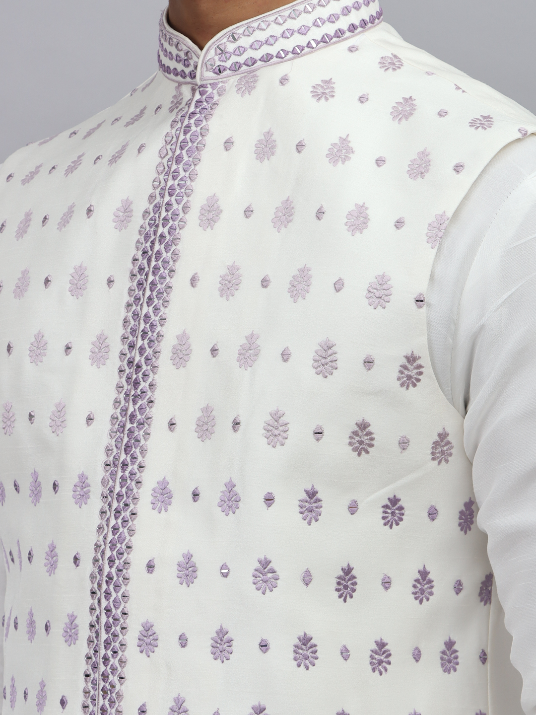 Lavender White Ombre Kurta Bandi Set