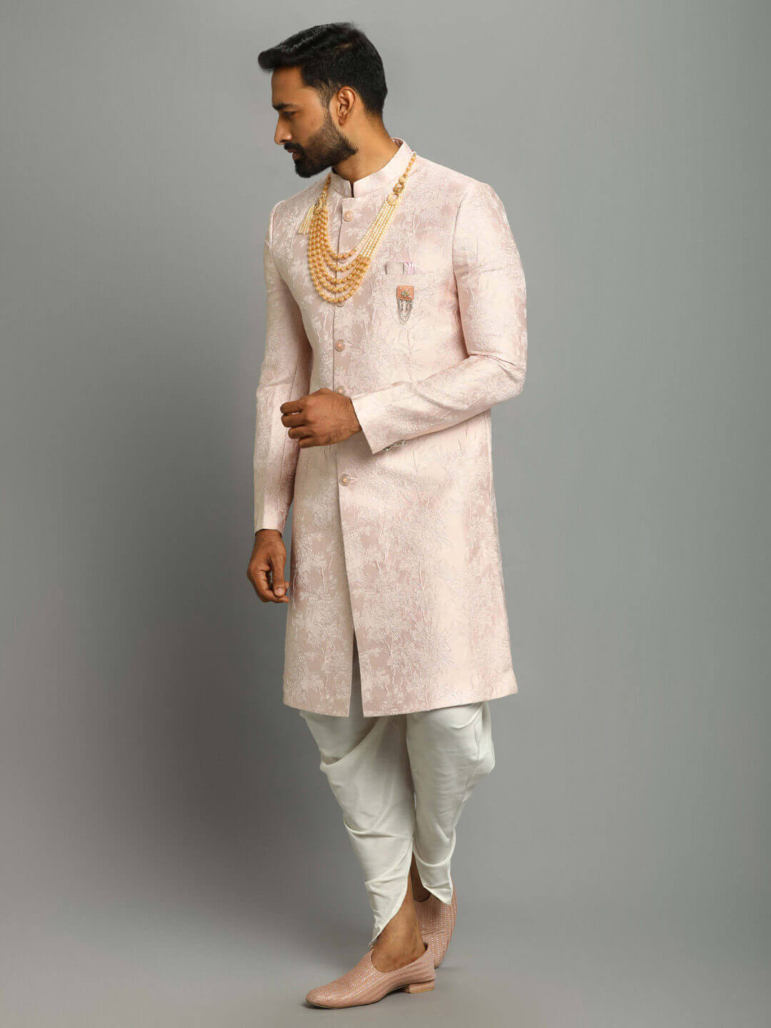 displaying image of Light Pink Floral IndoWestern