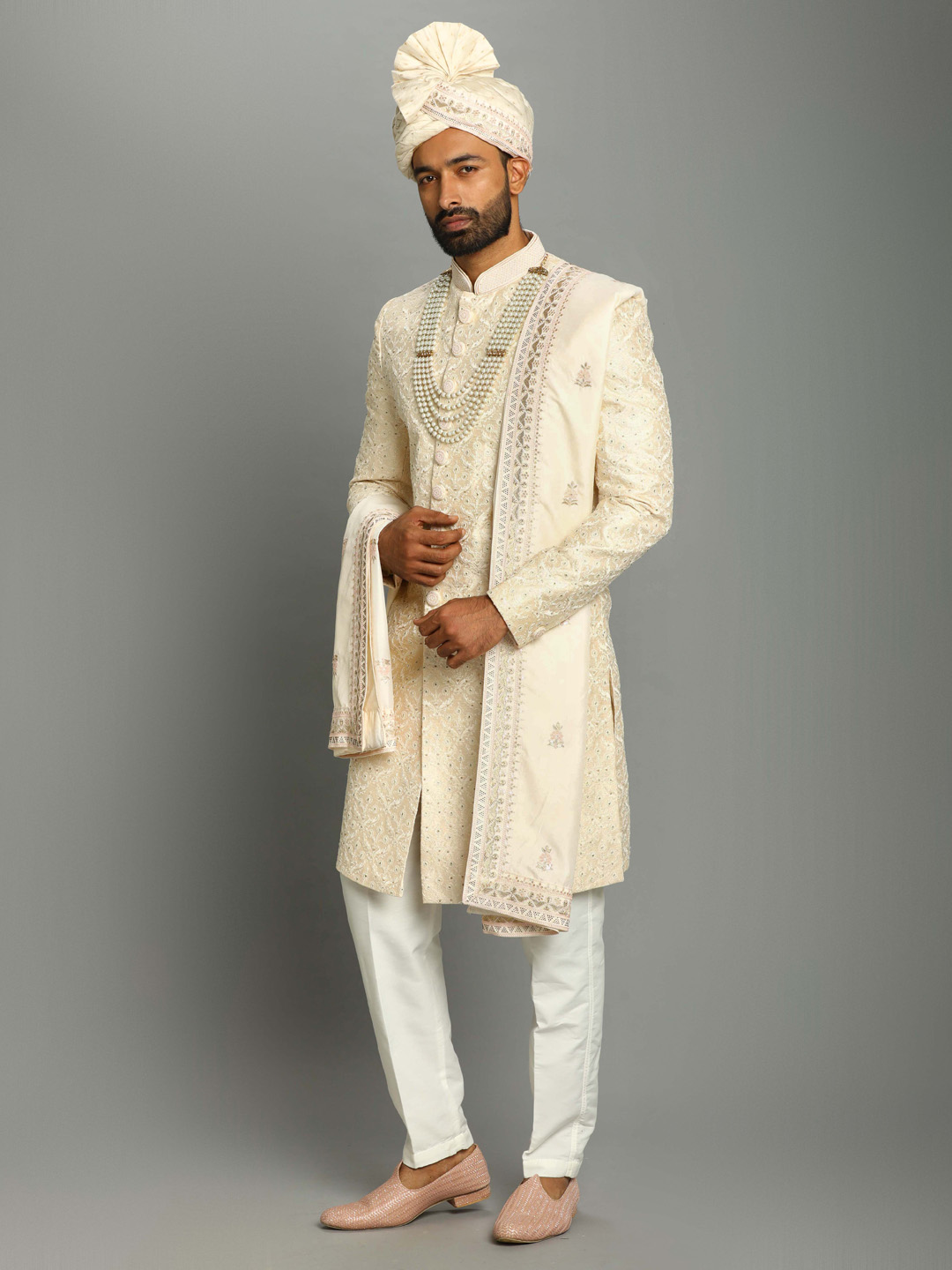 Rent/Buy Light Pink Groom Sherwani Home Trial Free Delivery CandidMen