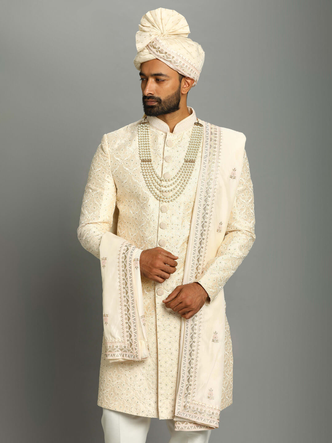 displaying image of Light Pink Groom Sherwani