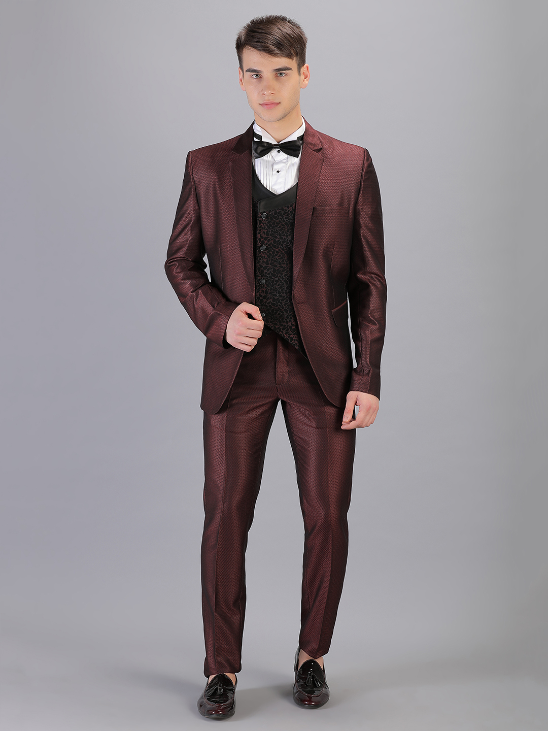 Rent/Buy Maroon Designer 3 Piece Suit | Home Trial | Free Delivery ...