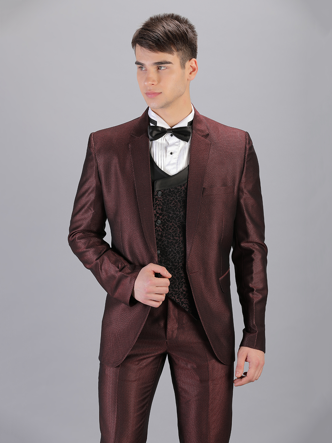 Rent/Buy Maroon Designer 3 Piece Suit | Home Trial | Free Delivery ...