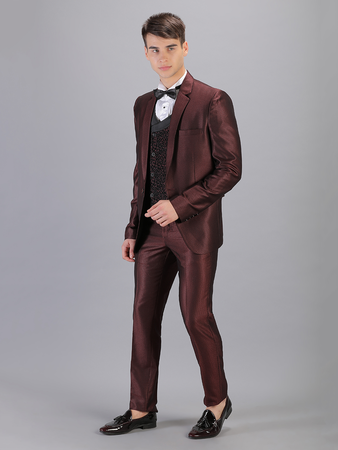 Rent/Buy Maroon Designer 3 Piece Suit | Home Trial | Free Delivery ...