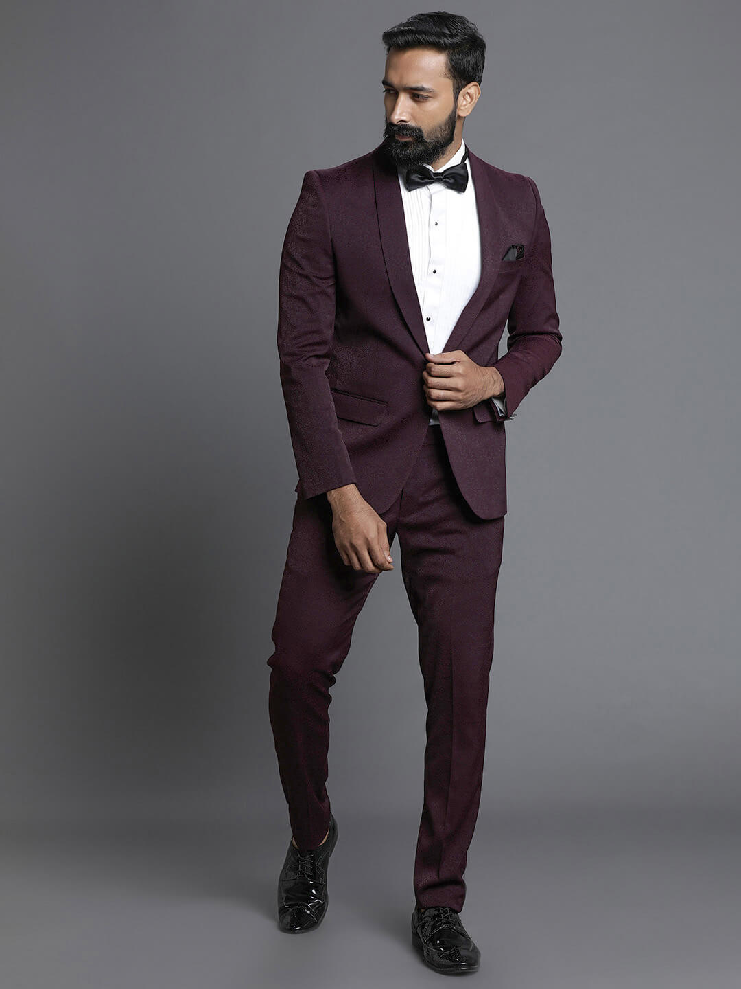 Elegant Maroon 2 Piece Wedding Suit for Men-tuongthan.vn