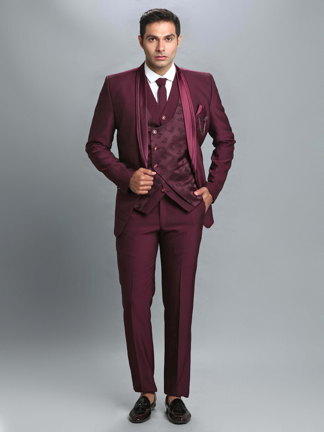 maroon-print-waistcoat-3-piece-suit